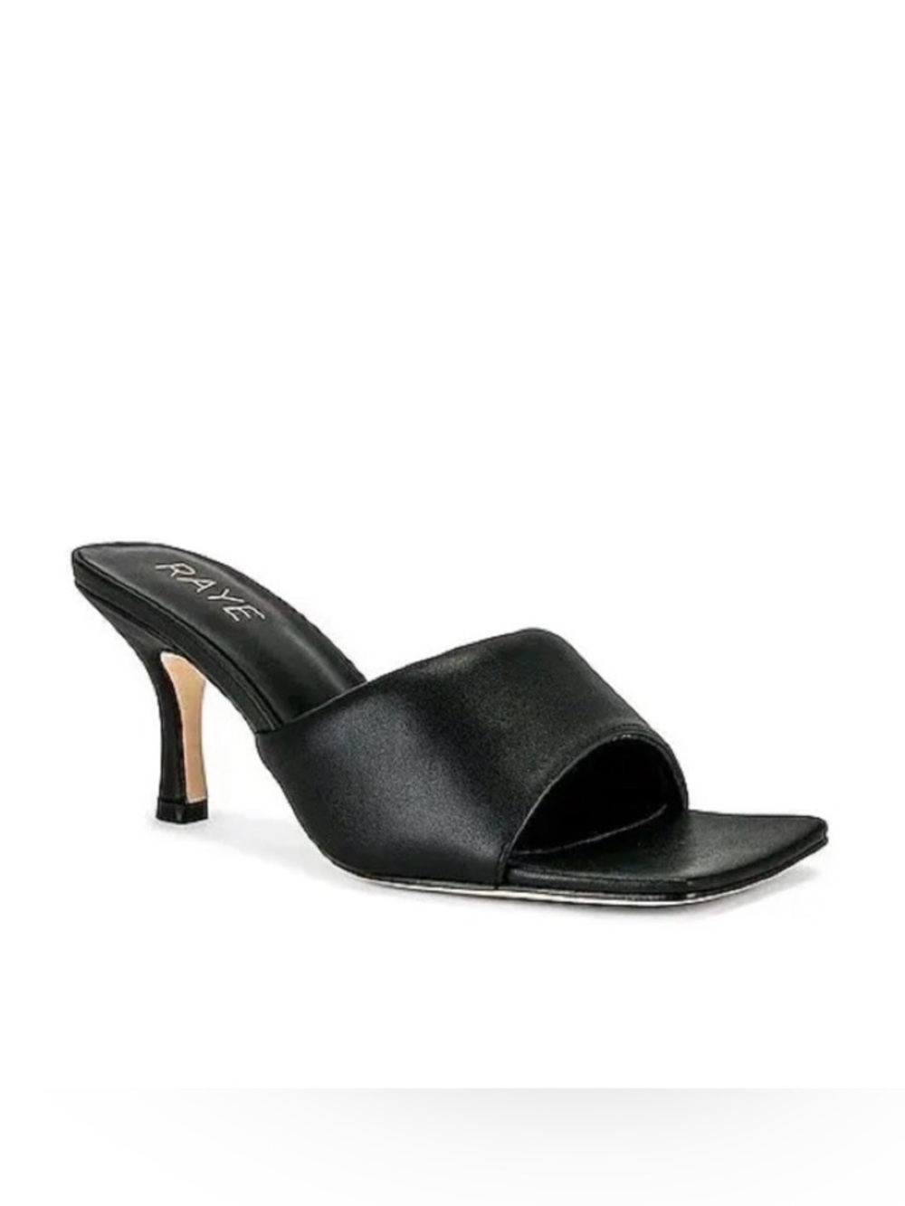 RAYE Abie Heel in Black Slip on Mules Square Toe 8